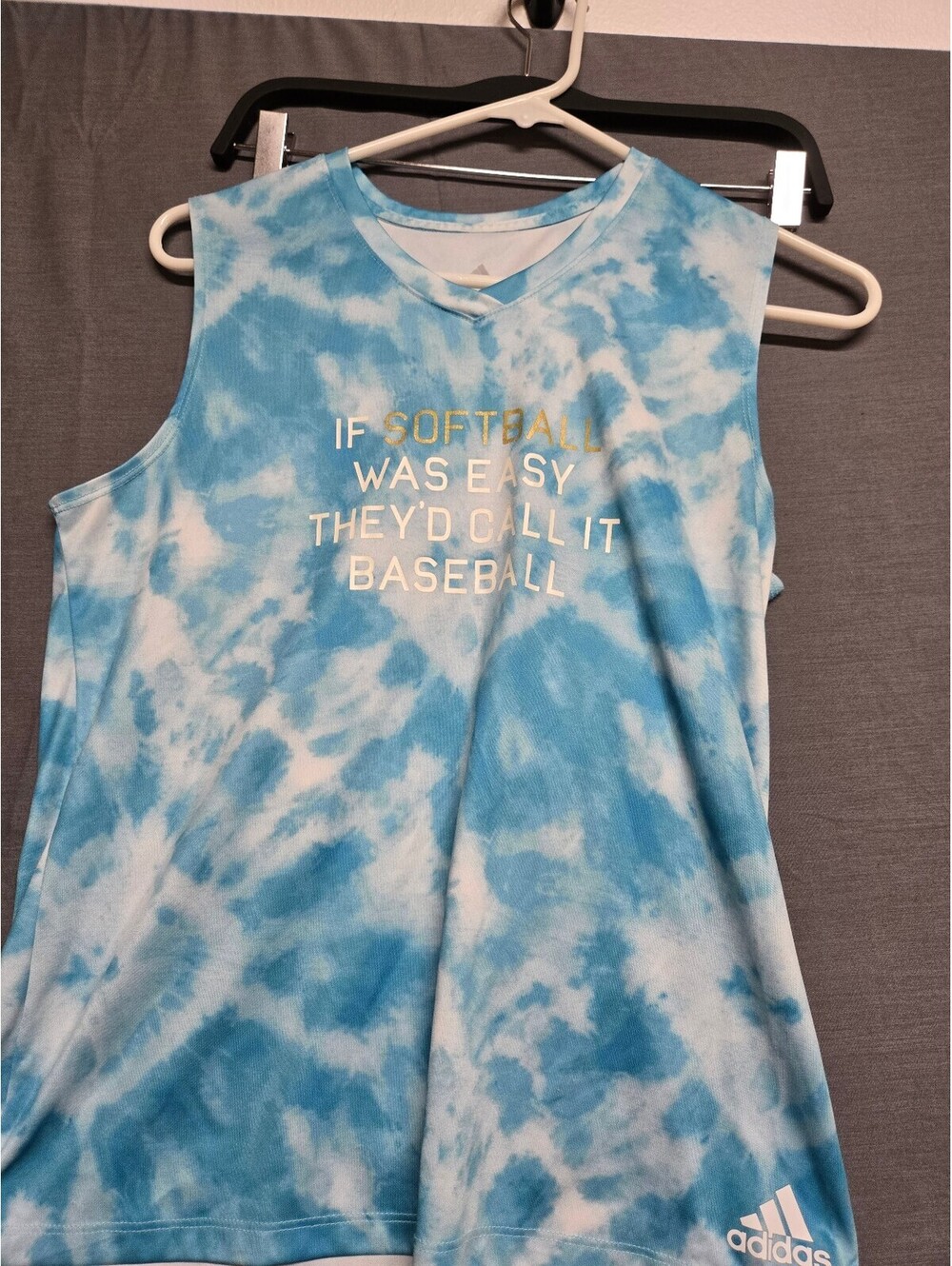 Adidas If Softball Was Easy Theyd Call It Baseball Blue Tie Dye Sleeveless Top